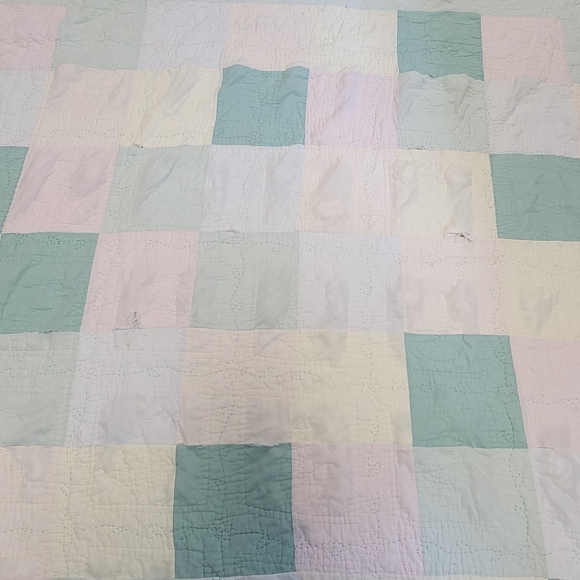 Vintage Quilt Pastel Patchwork Cottage Cutter Scrappy Shabby TLC Crafts *READ - Picture 6 of 16